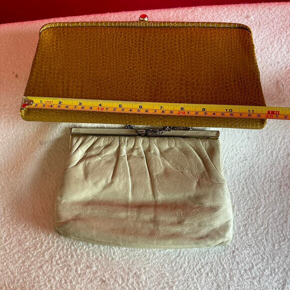 Vintage Purses Clutch Cream Golden Yellow Retro Classic Grandmacore Handbags - Picture 7 of 8